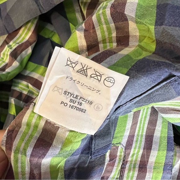 J. Crew Collection 100% silk off the shoulder dress emerald plaid size 6 - Picture 6 of 7